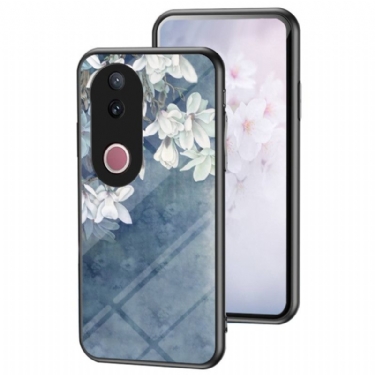 Cover Vivo V50 5g Telefon Etui Blomsterprint I Hærdet Glas