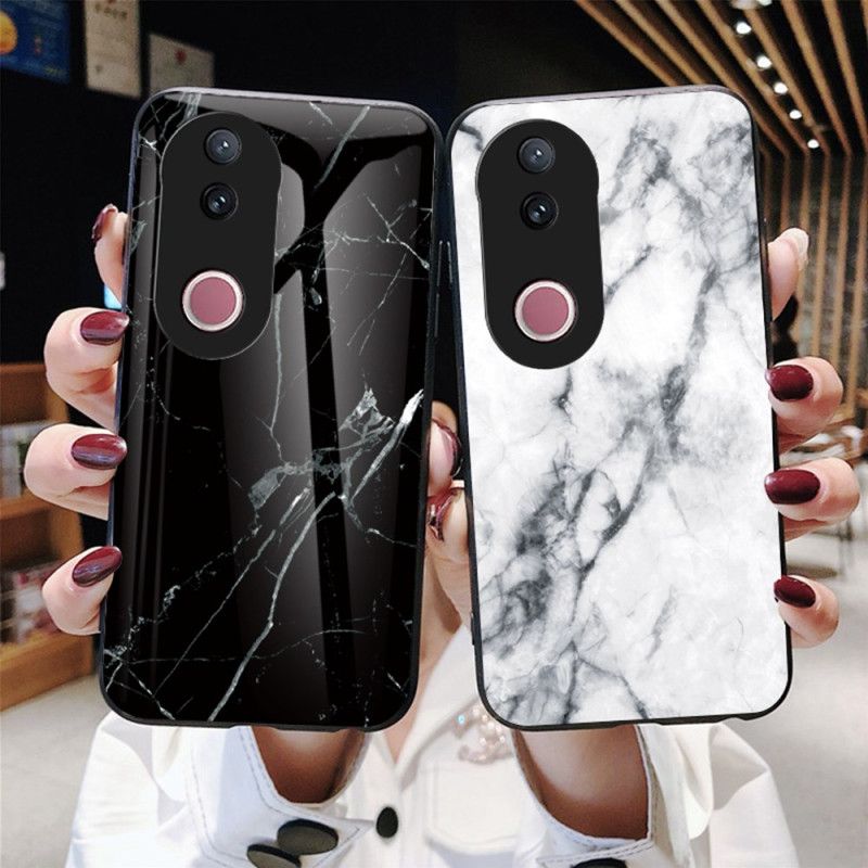 Cover Vivo V50 5g Telefon Etui Marmoreret Hærdet Glas