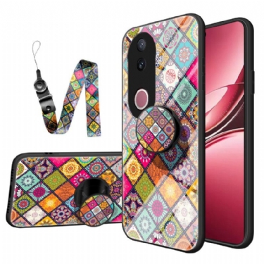 Cover Vivo V50 5g Telefon Etui Patchwork-stativ Og Rem
