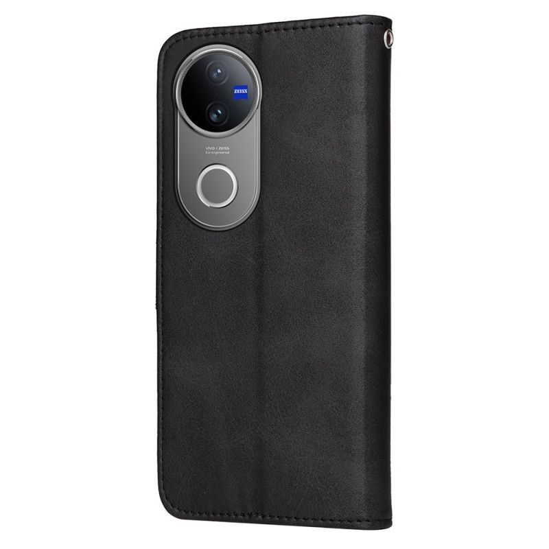 Flip Cover Til Vivo V50 5g Almindeligt Lædereffekt