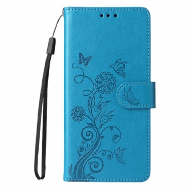 Flip Cover Til Vivo V50 5g Blomstersommerfuglemønster