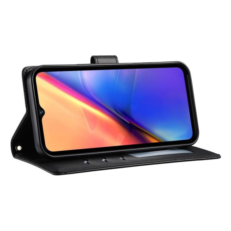 Flip Cover Til Vivo V50 5g Quiltet Med Rem Og Skulderrem