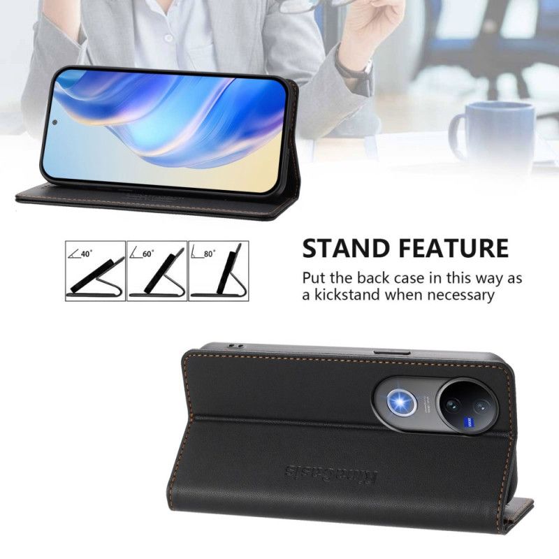 Flip Cover Til Vivo V50 5g Rfid-beskyttelse Og Justerbar Stativ