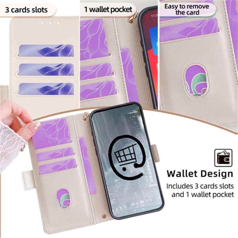 Flip Cover Vivo V50 5g Guldspænde Og Skulderrem