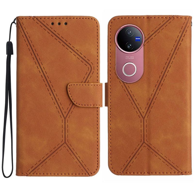 Flip Cover Vivo V50 5g Linjer Og Snørebånd