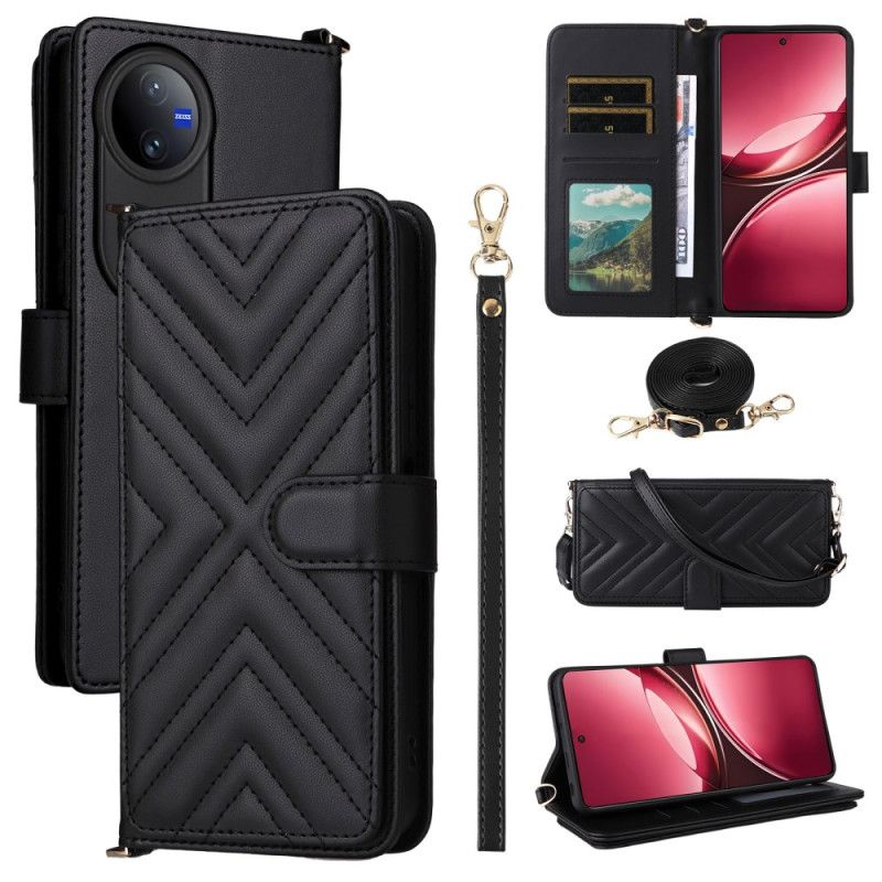 Læder Cover Vivo V50 5g Quiltet Med Stropper