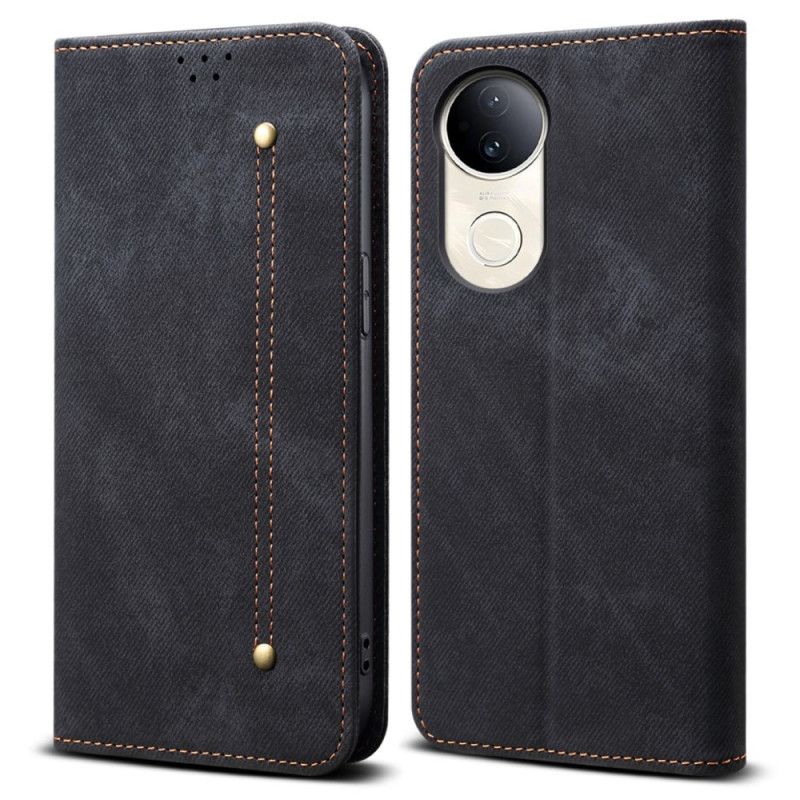 Læder Cover Vivo V50 5g Telefon Etui Denimstof
