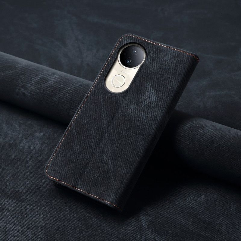 Læder Cover Vivo V50 5g Telefon Etui Denimstof