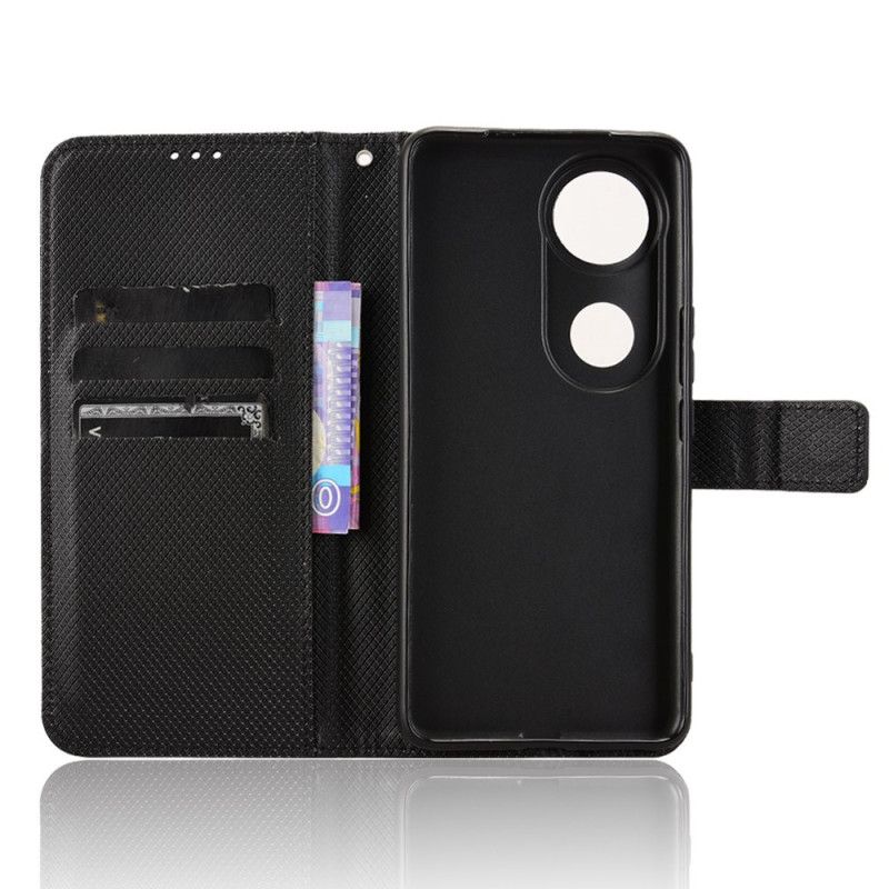 Læder Cover Vivo V50 5g Telefon Etui Diamanttekstur