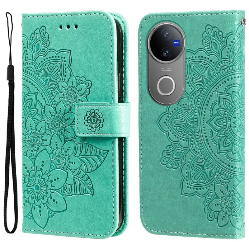 Læder Cover Vivo V50 5g Telefon Etui Fingeraftryksmandala