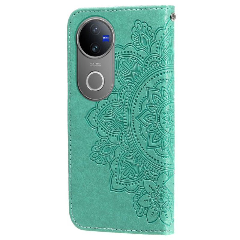 Læder Cover Vivo V50 5g Telefon Etui Fingeraftryksmandala