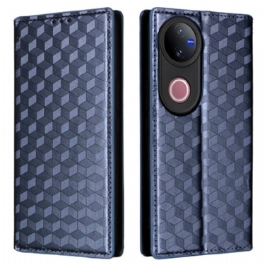 Læder Cover Vivo V50 5g Telefon Etui Med Trykt Diamantmønster