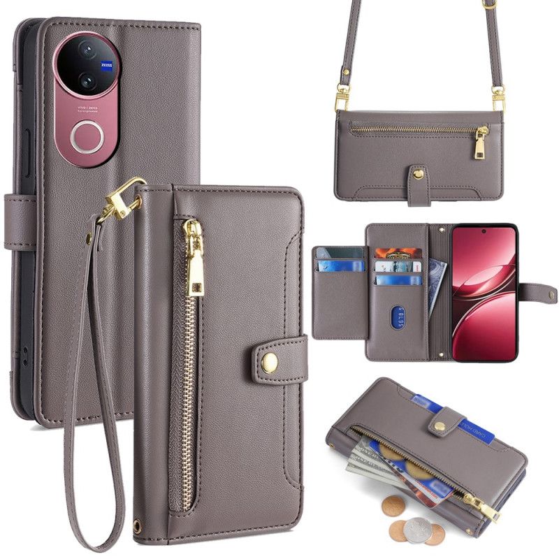 Læder Cover Vivo V50 5g Telefon Etui Rem Og Skulderpung