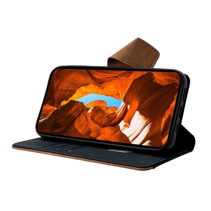 Læder Cover Vivo V50 5g Telefon Etui Tofarvet Vintage