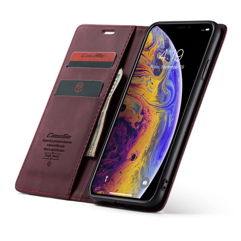 Flip Cover iPhone XS Max Golias Lædereffekt - Rødvin