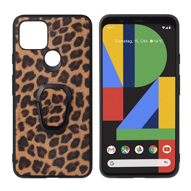 Cover Google Pixel 5 Leopardmønster Med Ring