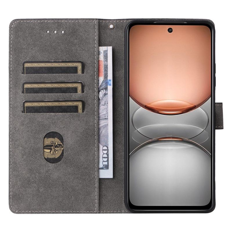 Flip Cover Til Realme C75 Rfid-beskyttelse Ruskindseffekt