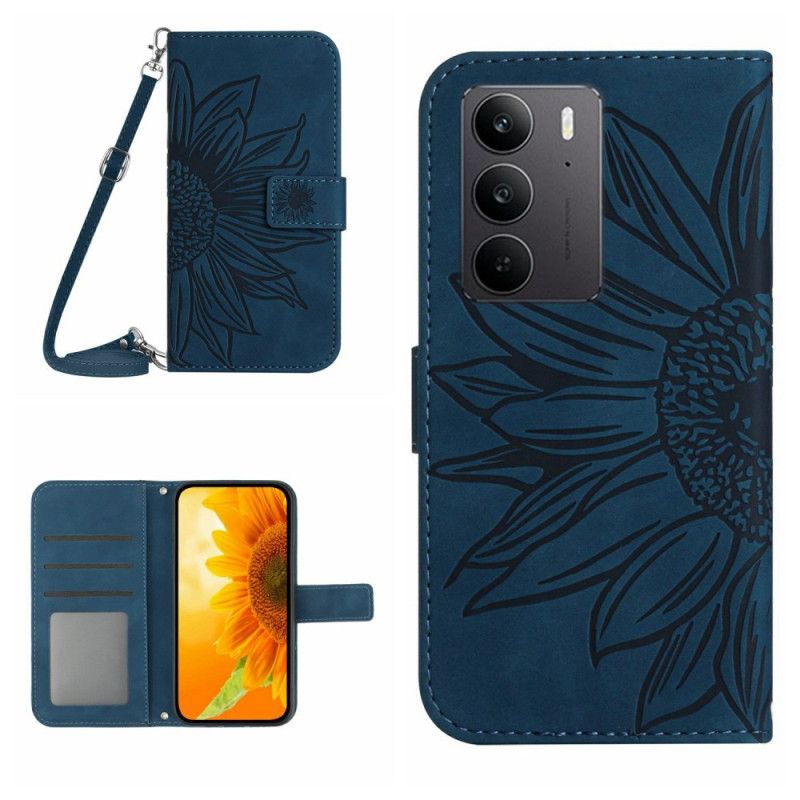 Flip Cover Til Realme C75 Skuldertaske Med Sommerfugleprint