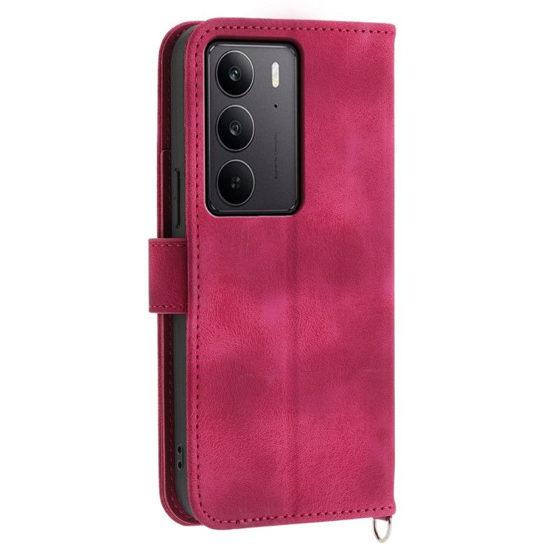 Læder Cover Realme C75 Ruskindsblondereffekt Med Rem Og Skulderrem