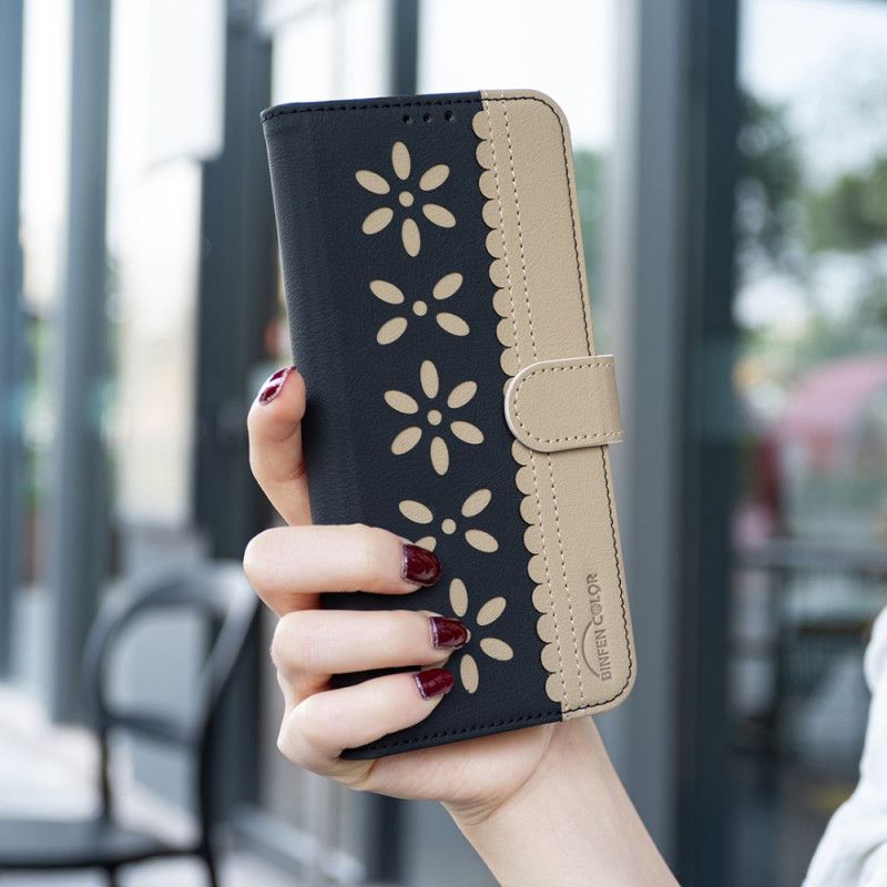 Læder Cover Realme C75 Telefon Etui Binfen Color Blomstermønster