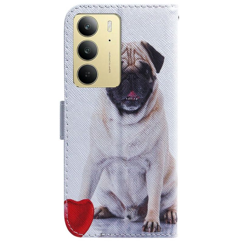 Læder Cover Realme C75 Telefon Etui Mops Hund