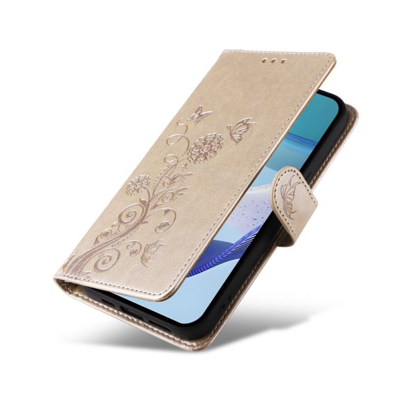 Læder Cover Realme C75 Telefon Etui Sommerfugle Og Blomster