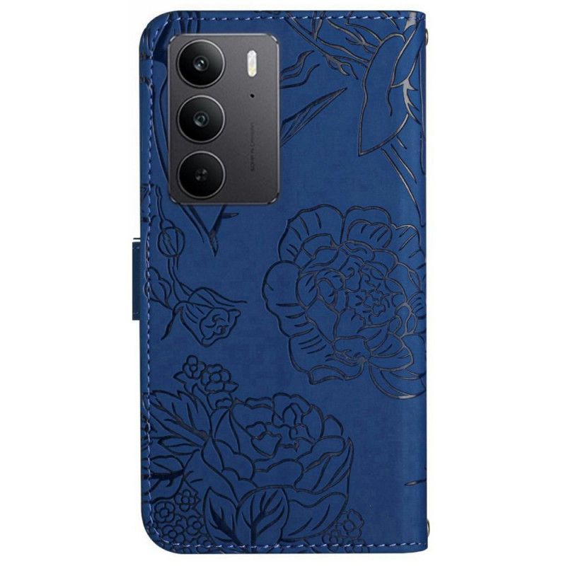 Læder Cover Realme C75 Telefon Etui Sommerfugleprintrem