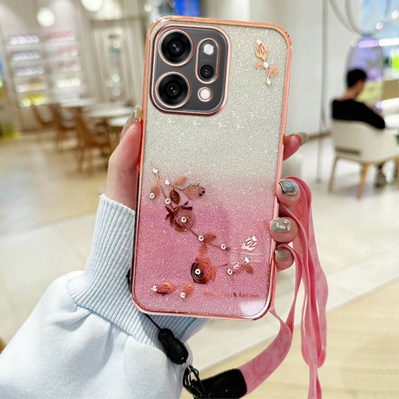 Cover Oppo Reno 14 5g Blomster Og Rhinsten