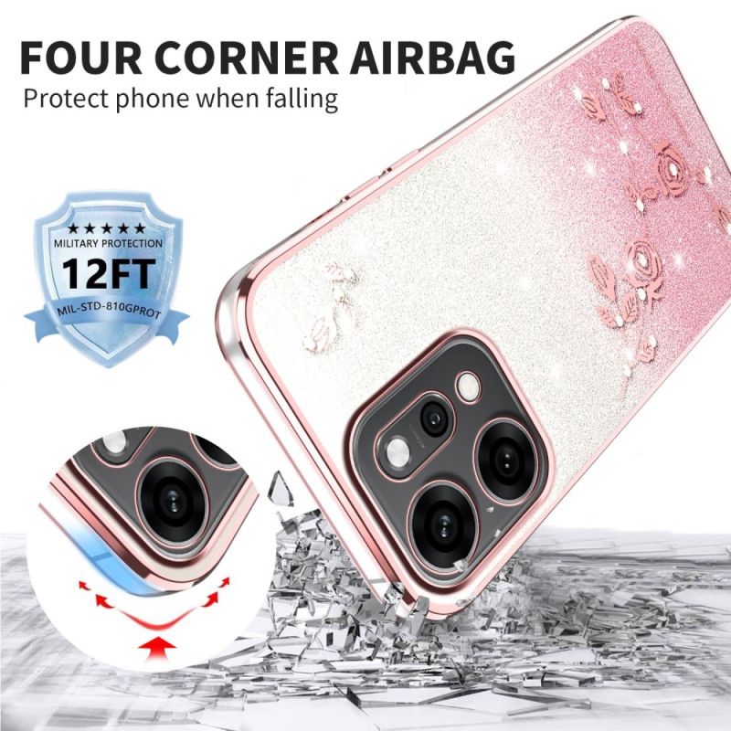 Cover Oppo Reno 14 5g Blomster Og Rhinsten