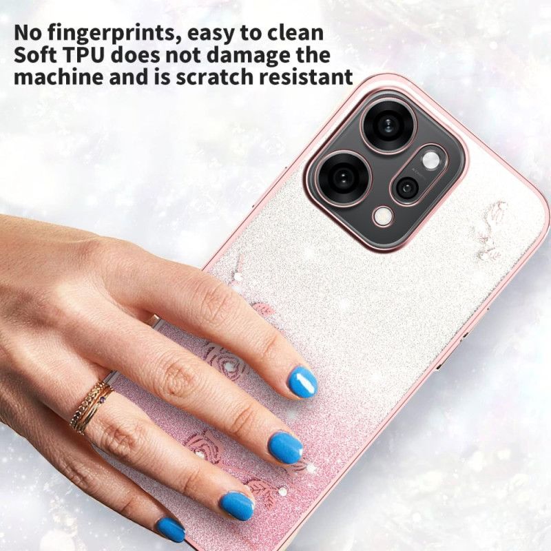 Cover Oppo Reno 14 5g Blomster Og Rhinsten