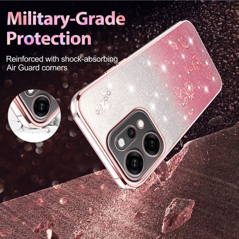 Cover Oppo Reno 14 5g Blomster Og Rhinsten