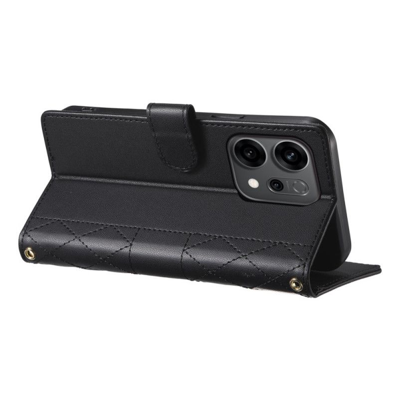 Flip Cover Oppo Reno 14 5g Quiltet Stil Med Rem Og Skulderrem