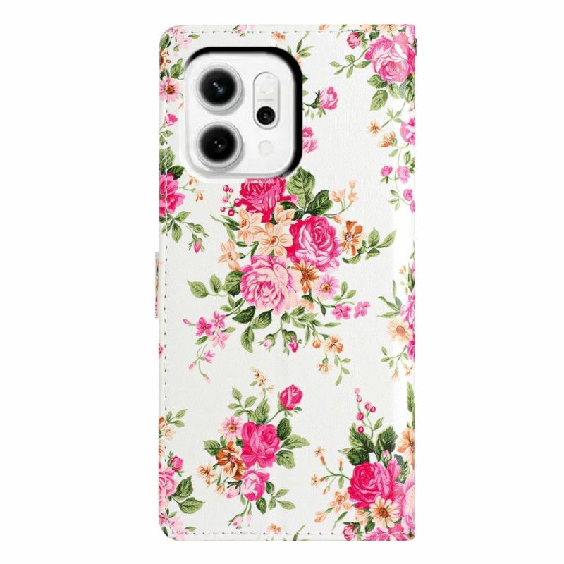 Flip Cover Oppo Reno 14 5g Rød Blomster