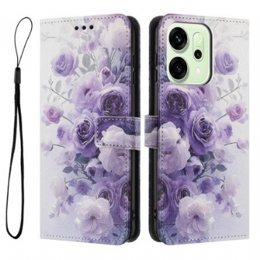 Flip Cover Oppo Reno 14 5g Violette Blomster