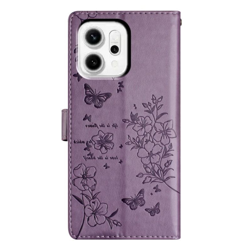 Flip Cover Til Oppo Reno 14 5g Graverede Blomster