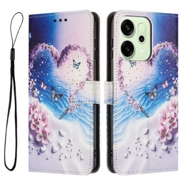 Læder Cover Oppo Reno 14 5g Telefon Etui Hjerte
