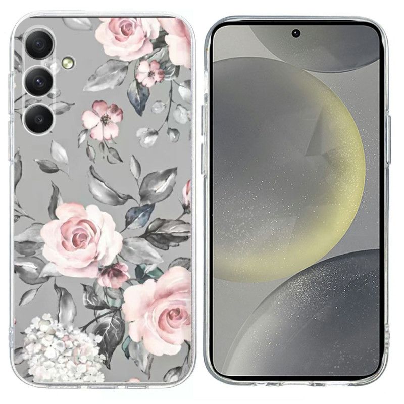 Cover Samsung Galaxy S26 Blomster På Grå Baggrund