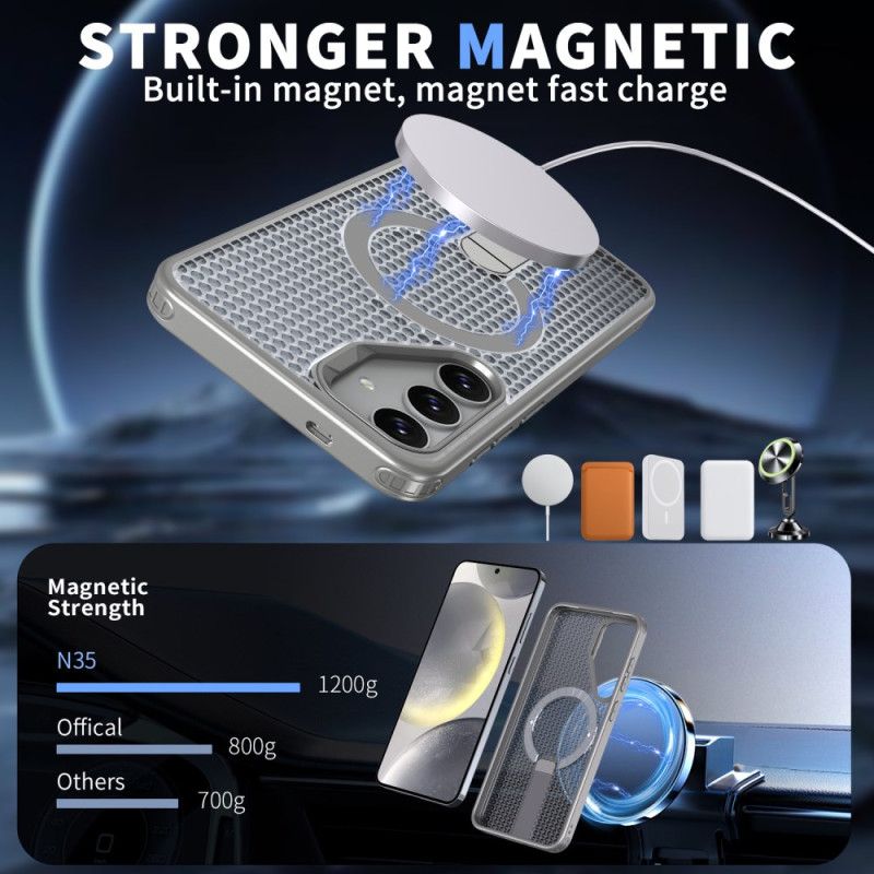 Cover Til Samsung Galaxy S26 Magnetisk Med Magnetisk Stativ Og Gitterstrukturstativ