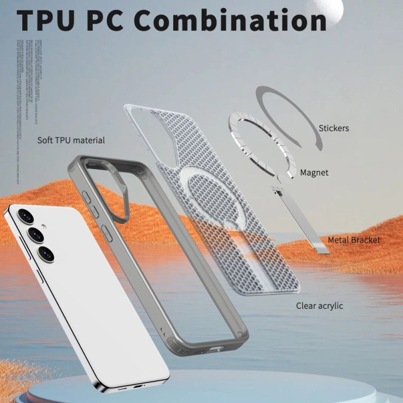 Cover Til Samsung Galaxy S26 Magnetisk Med Magnetisk Stativ Og Gitterstrukturstativ