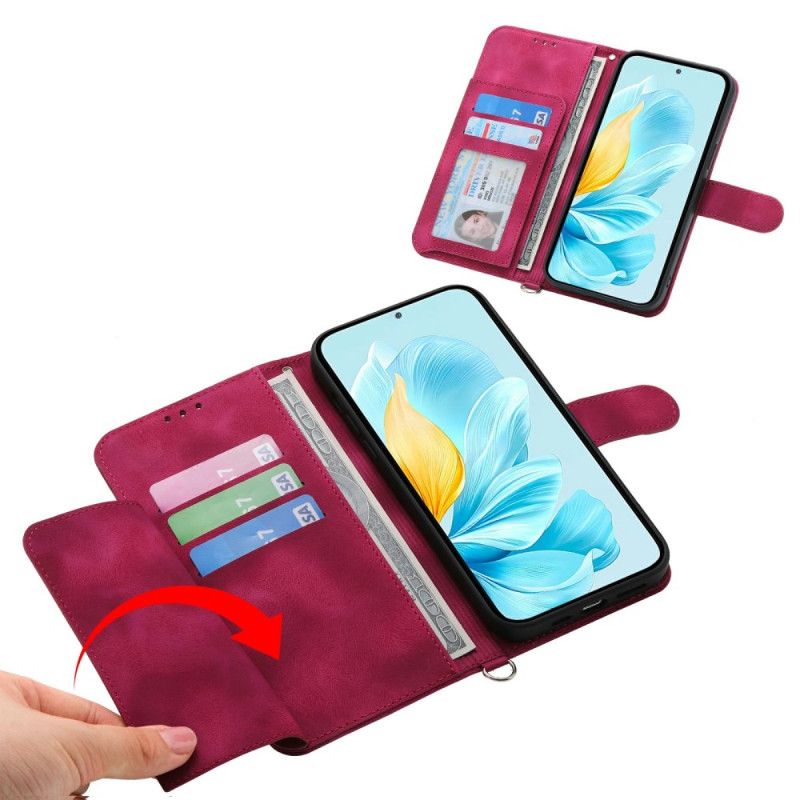 Flip Cover Samsung Galaxy S26 Blomstermønster Med Ruskindseffekt Og Stropper