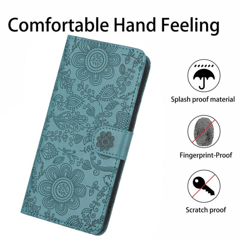 Flip Cover Samsung Galaxy S26 Blomstermønster Med Snor