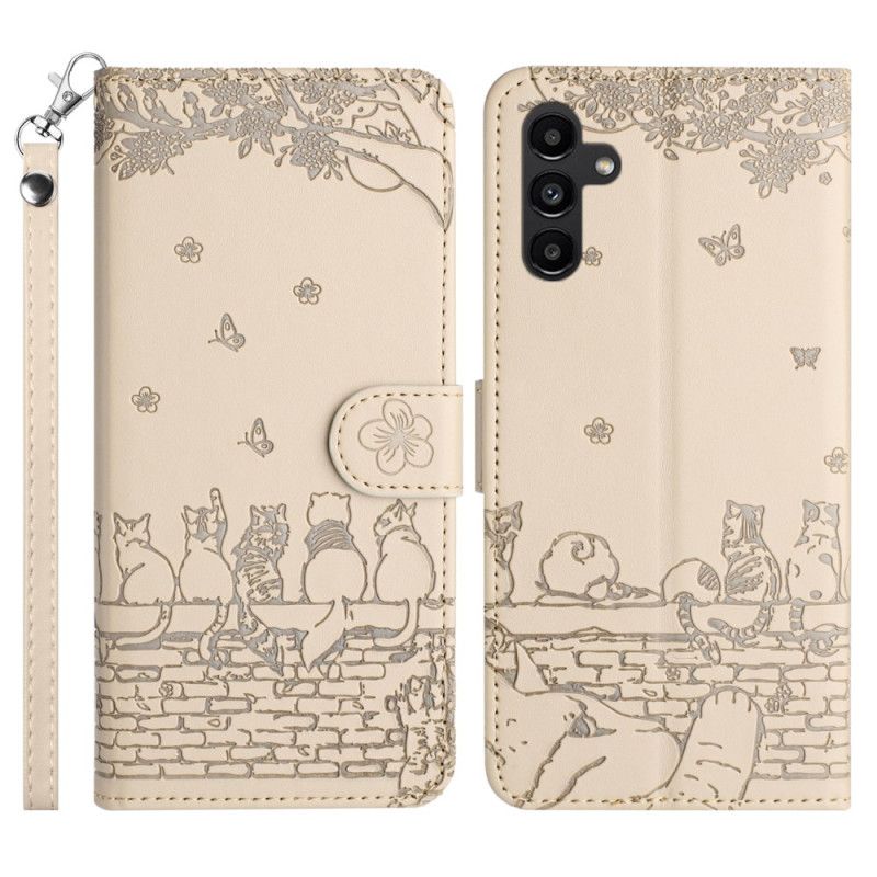 Flip Cover Samsung Galaxy S26 Kattemønster Snor