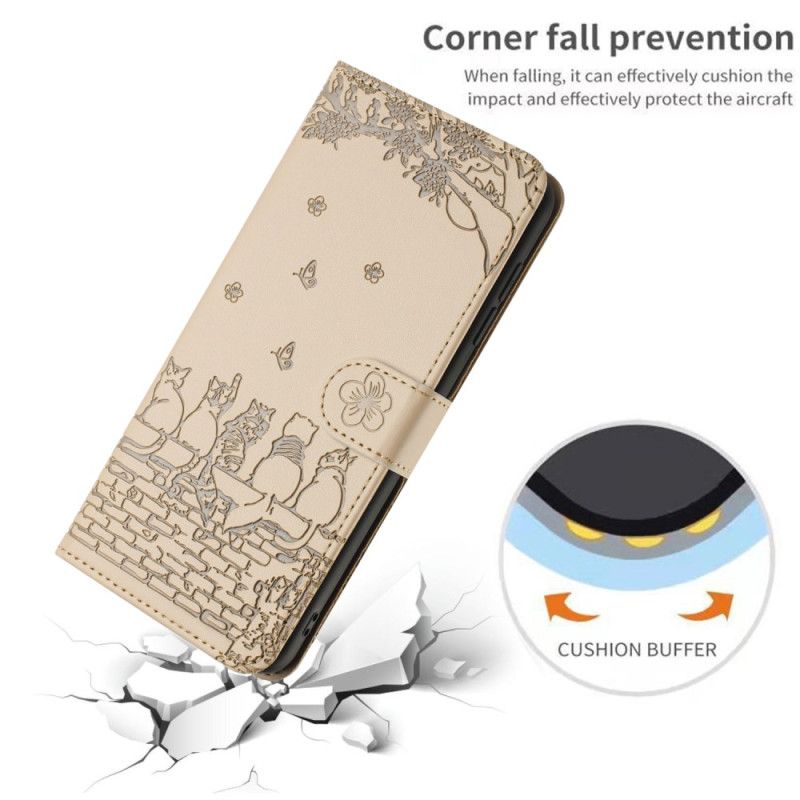 Flip Cover Samsung Galaxy S26 Kattemønster Snor