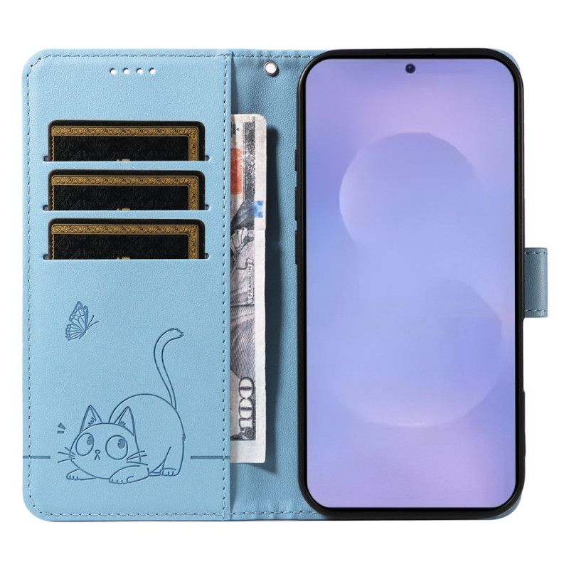 Flip Cover Samsung Galaxy S26 Kattepoteaftryk Med Rem