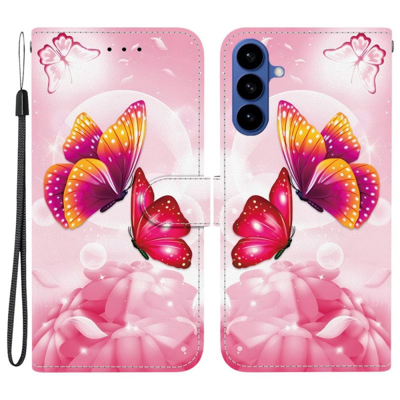 Flip Cover Samsung Galaxy S26 Lyserøde Sommerfugle