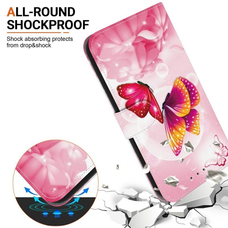 Flip Cover Samsung Galaxy S26 Lyserøde Sommerfugle
