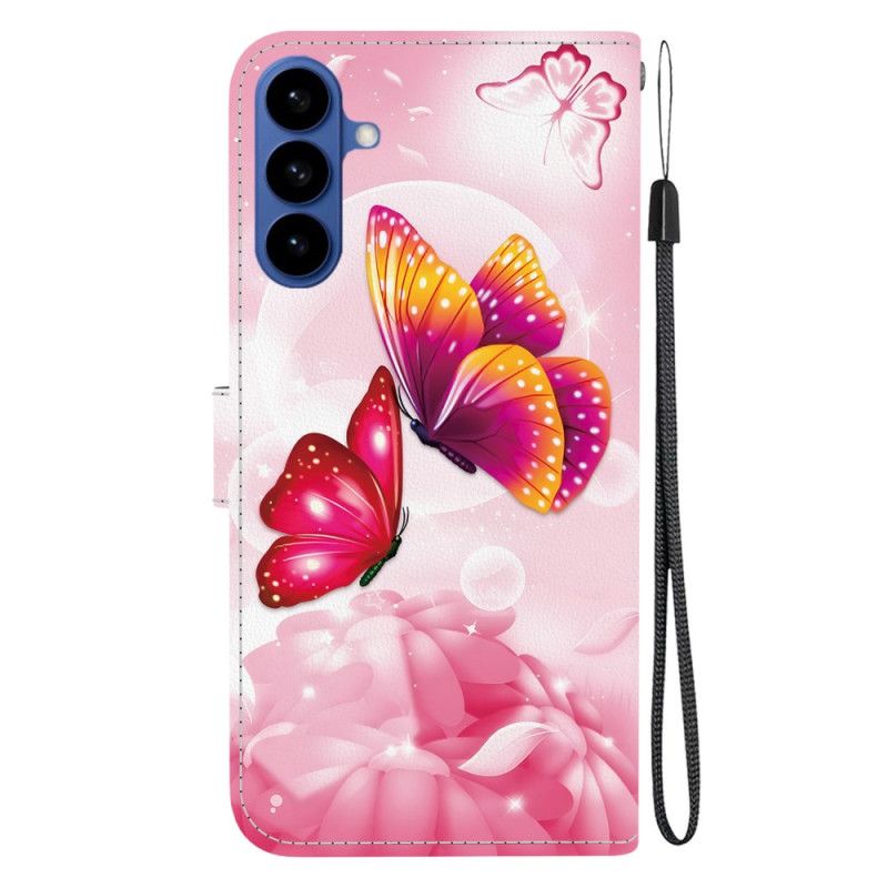 Flip Cover Samsung Galaxy S26 Lyserøde Sommerfugle
