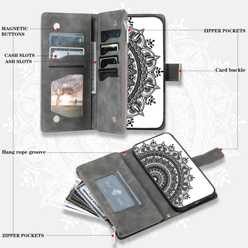 Flip Cover Samsung Galaxy S26 Mandala-pung Med Ruskindseffekt