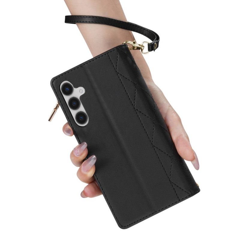 Flip Cover Samsung Galaxy S26 Quiltet Med Justerbar Skulderrem