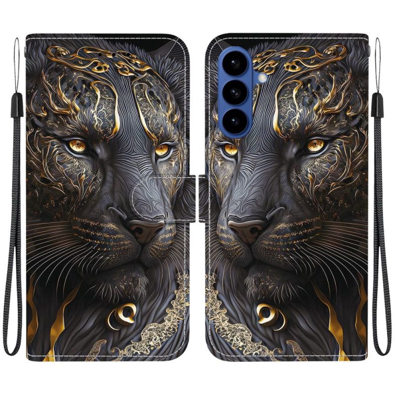 Flip Cover Til Samsung Galaxy S26 Guld Og Sort Løve